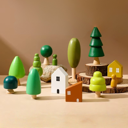 Wooden Toy Play Set - Little Woodland Village