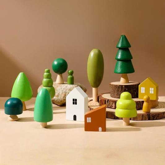 Wooden Toy Play Set - Little Woodland Village