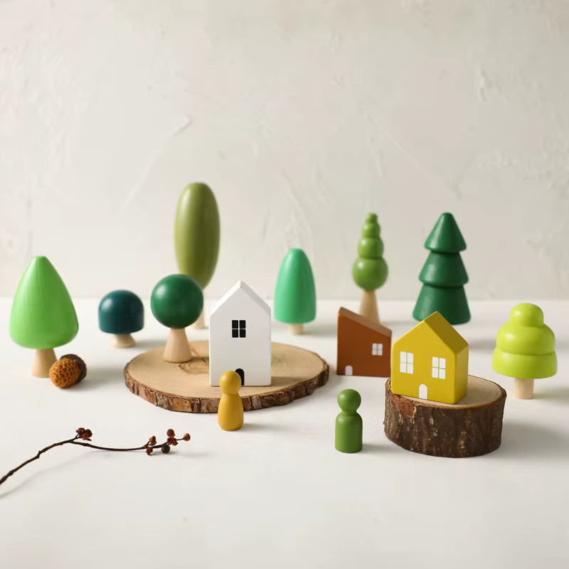 Wooden Toy Play Set - Little Woodland Village