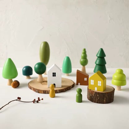 Wooden Toy Play Set - Little Woodland Village
